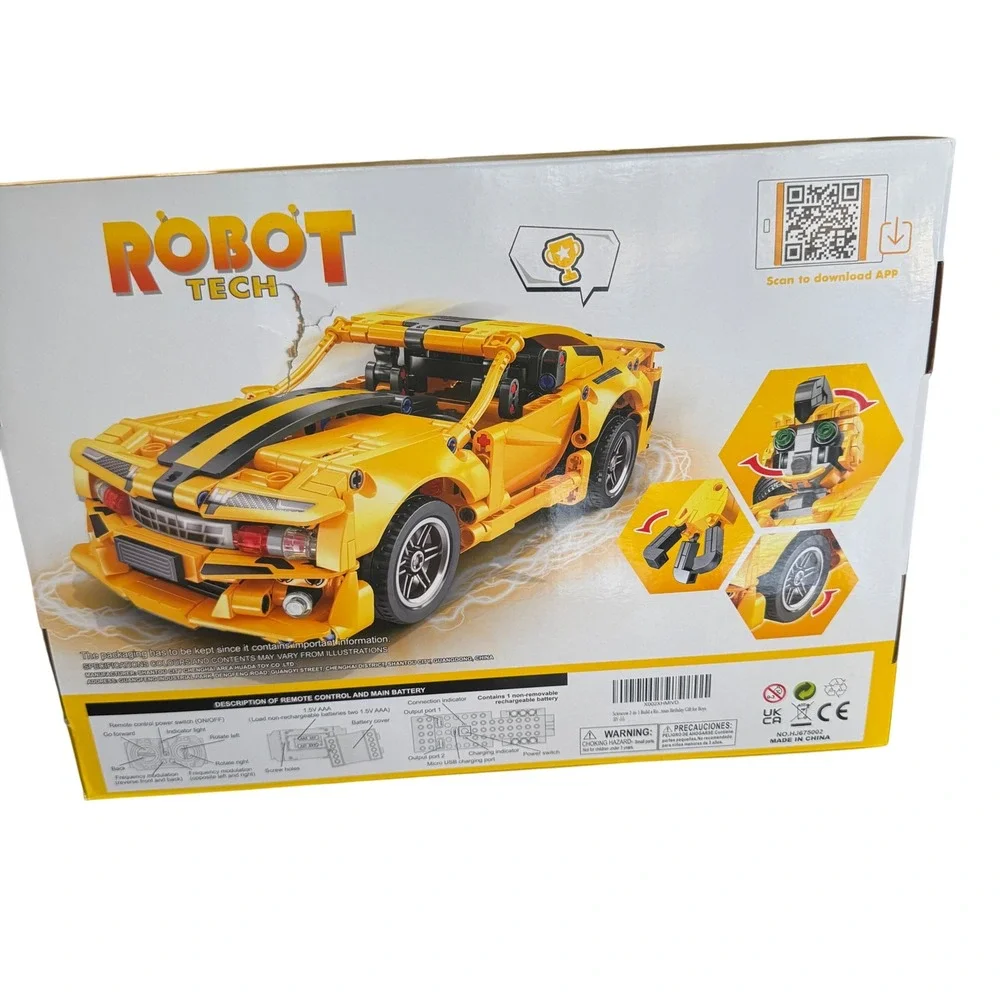Robot Tech HJ675002 2-in-1 Building Block Set 901pcs RC App Control Hornet Robot